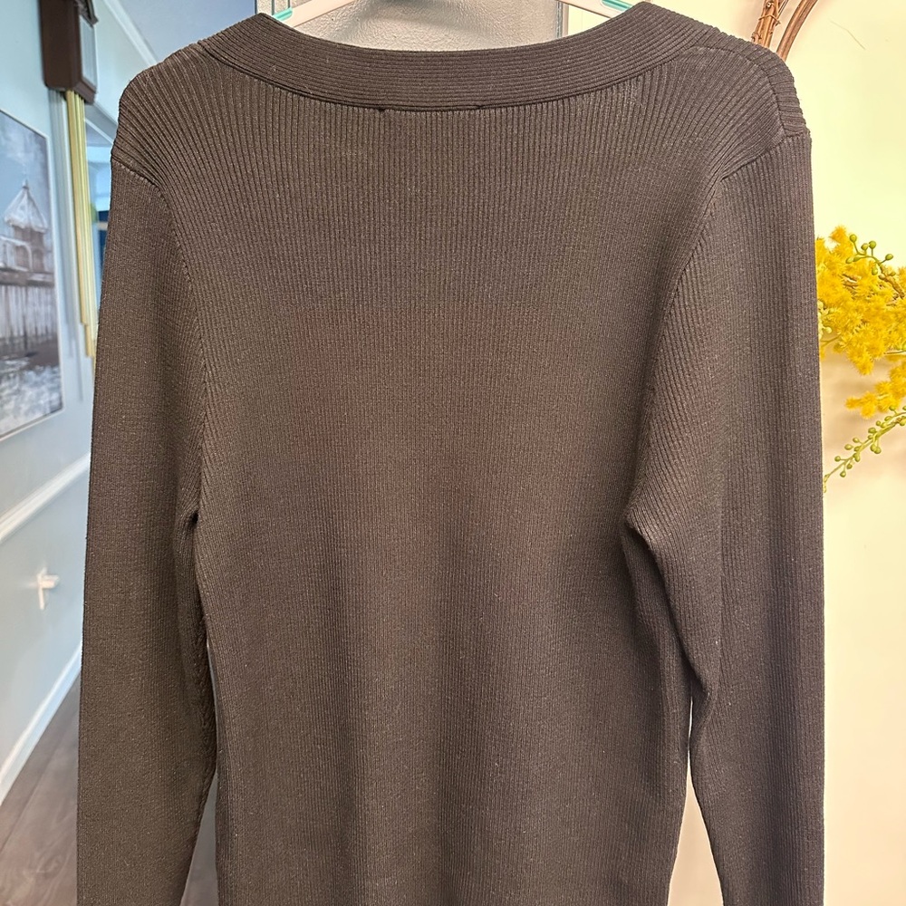 Eloquii Black Ribbed V-Neck Sweater - Picture 3 of 3